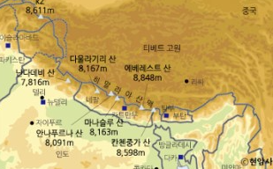 히말라야 산맥 위치 지도